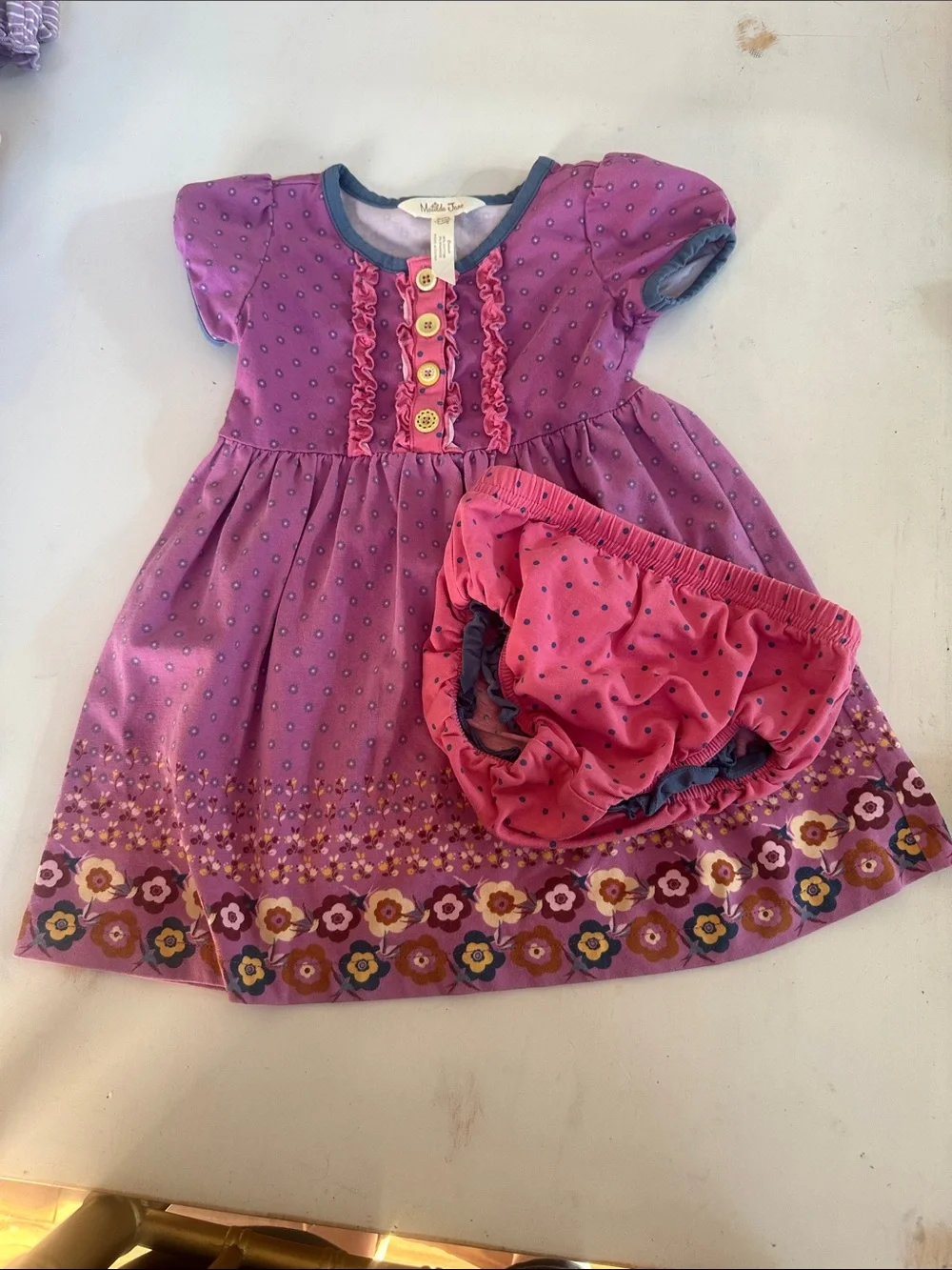 Matilda Jane Purple Floral Dress with Pink Bloomer Set